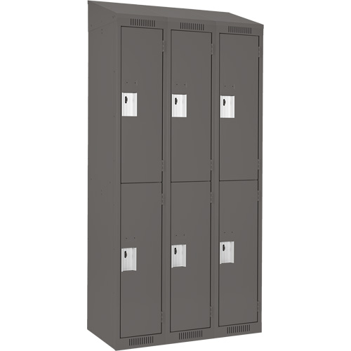 Clean Line Lockers, 2 -tier, Bank of 3, 36" x 18" x 78", Steel, Charcoal, Rivet (Assembled) Seaboard Timber Mart