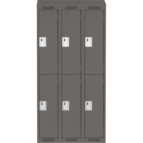 Clean Line Lockers, 2 -tier, Bank of 3, 36" x 18" x 78", Steel, Charcoal, Rivet (Assembled) Seaboard Timber Mart