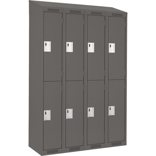 Clean Line Lockers, 2 -tier, Bank of 4, 48" x 18" x 78", Steel, Charcoal, Rivet (Assembled) Seaboard Timber Mart