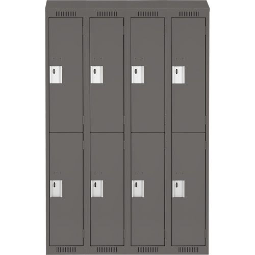 Clean Line Lockers, 2 -tier, Bank of 4, 48" x 18" x 78", Steel, Charcoal, Rivet (Assembled) Seaboard Timber Mart