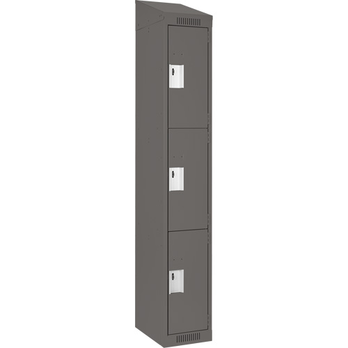 Clean Line Lockers, 3 -tier, 12" x 18" x 78", Steel, Charcoal, Rivet (Assembled) Seaboard Timber Mart