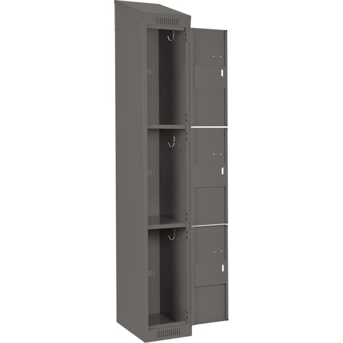 Clean Line Lockers, 3 -tier, 12" x 18" x 78", Steel, Charcoal, Rivet (Assembled) Seaboard Timber Mart