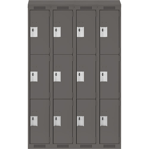 Casiers Clean Line, 3 niveaux, Bloc de 4, 48" x 18" x 78", Acier, Charbon, Rivet (assembl&eacute;) Seaboard Timber Mart