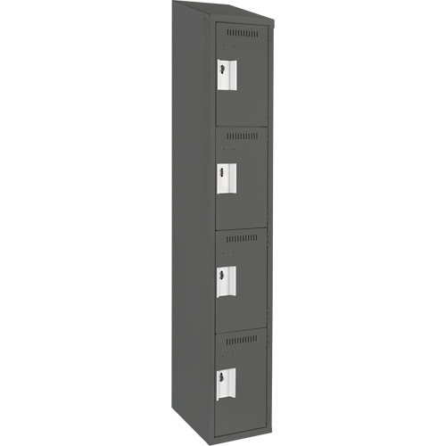 Clean Line Lockers, 4 -tier, 12" x 18" x 78", Steel, Charcoal, Rivet (Assembled) Seaboard Timber Mart