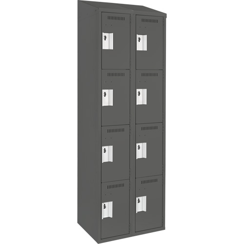 Clean Line Lockers, 4 -tier, Bank of 2, 24" x 18" x 78", Steel, Charcoal, Rivet (Assembled) Seaboard Timber Mart