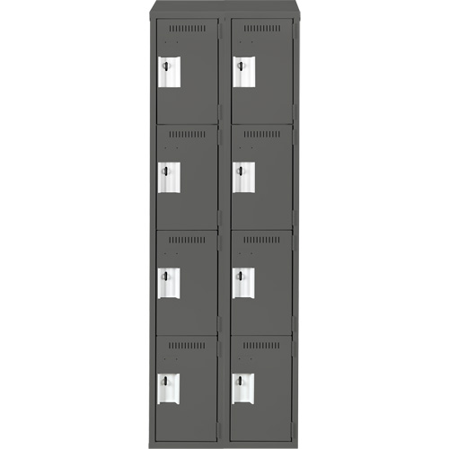 Clean Line Lockers, 4 -tier, Bank of 2, 24" x 18" x 78", Steel, Charcoal, Rivet (Assembled) Seaboard Timber Mart