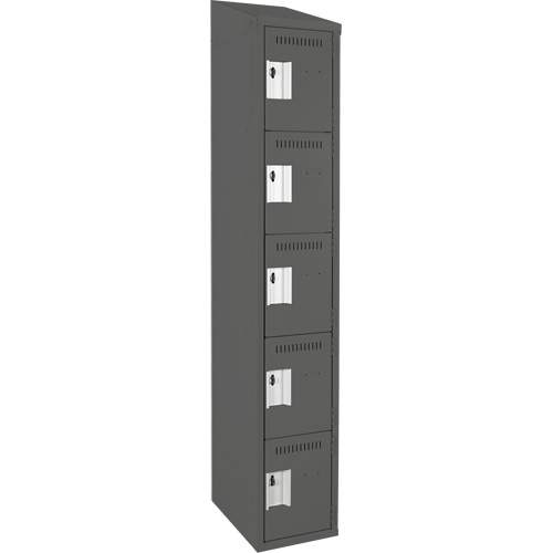 Clean Line Lockers, 5 -tier, 12" x 18" x 78", Steel, Charcoal, Rivet (Assembled) Seaboard Timber Mart
