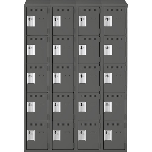 Clean Line Lockers, 5 -tier, Bank of 4, 48" x 18" x 78", Steel, Charcoal, Rivet (Assembled) Seaboard Timber Mart