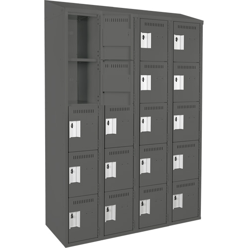 Clean Line Lockers, 5 -tier, Bank of 4, 48" x 18" x 78", Steel, Charcoal, Rivet (Assembled) Seaboard Timber Mart