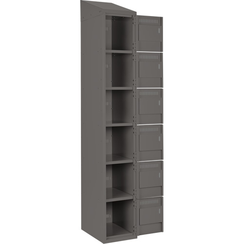 Clean Line Lockerette, 6 -tier, Bank of 3, 36" x 18" x 78", Steel, Charcoal, Rivet (Assembled) Seaboard Timber Mart