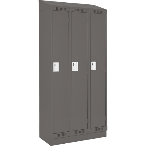 Clean Line Lockers, Bank of 3, 36" x 18" x 82", Steel, Charcoal, Rivet (Assembled) Seaboard Timber Mart