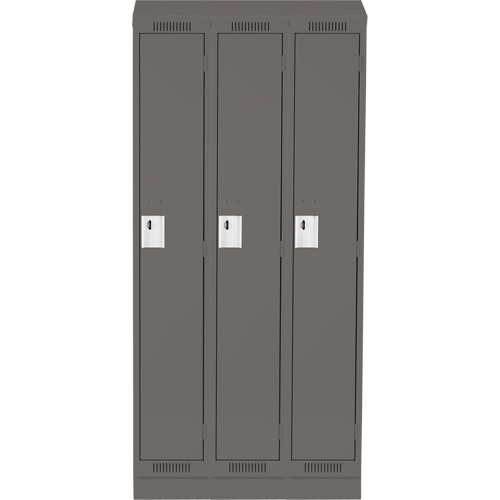 Clean Line Lockers, Bank of 3, 36" x 18" x 82", Steel, Charcoal, Rivet (Assembled) Seaboard Timber Mart