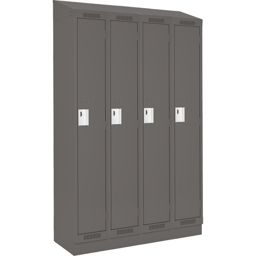 Clean Line Lockers, Bank of 4, 48" x 18" x 82", Steel, Charcoal, Rivet (Assembled) Seaboard Timber Mart