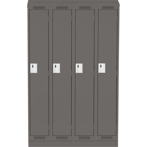 Clean Line Lockers, Bank of 4, 48" x 18" x 82", Steel, Charcoal, Rivet (Assembled) Seaboard Timber Mart