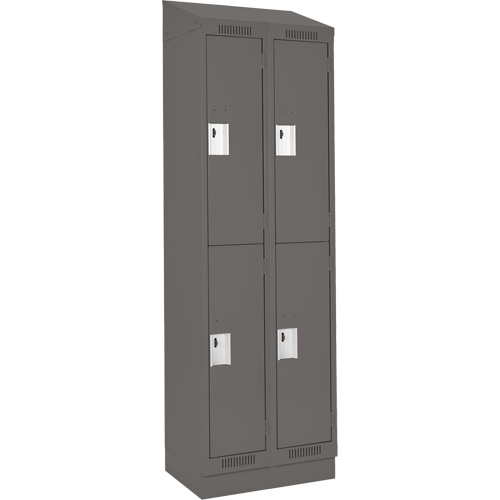 Clean Line Lockers, 2 -tier, Bank of 2, 24" x 18" x 82", Steel, Charcoal, Rivet (Assembled) Seaboard Timber Mart