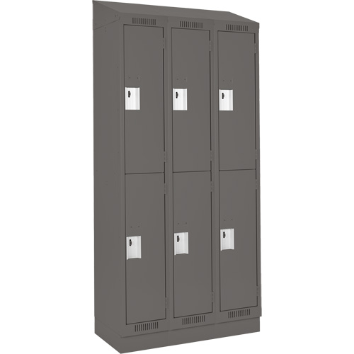Clean Line Lockers, 2 -tier, Bank of 3, 36" x 18" x 82", Steel, Charcoal, Rivet (Assembled) Seaboard Timber Mart