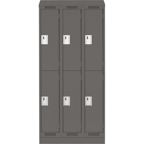 Clean Line Lockers, 2 -tier, Bank of 3, 36" x 18" x 82", Steel, Charcoal, Rivet (Assembled) Seaboard Timber Mart