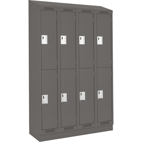Clean Line Lockers, 2 -tier, Bank of 4, 48" x 18" x 82", Steel, Charcoal, Rivet (Assembled) Seaboard Timber Mart