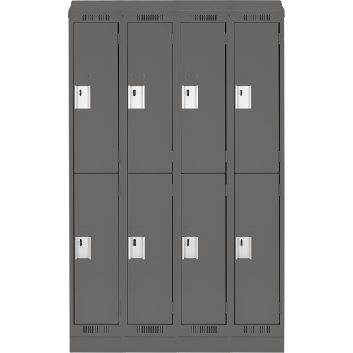 Clean Line Lockers, 2 -tier, Bank of 4, 48" x 18" x 82", Steel, Charcoal, Rivet (Assembled) Seaboard Timber Mart