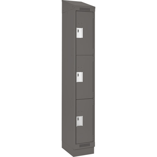 Clean Line Lockers, 3 -tier, 12" x 18" x 82", Steel, Charcoal, Rivet (Assembled) Seaboard Timber Mart