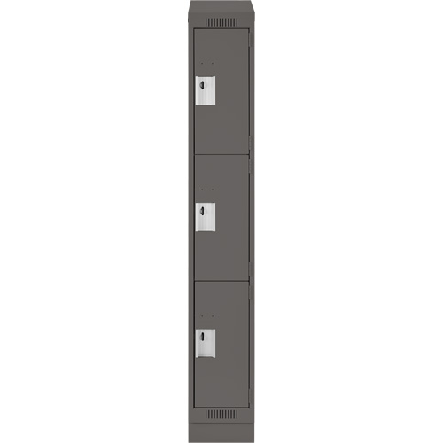 Clean Line Lockers, 3 -tier, 12" x 18" x 82", Steel, Charcoal, Rivet (Assembled) Seaboard Timber Mart