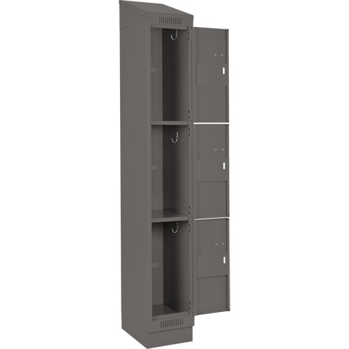 Clean Line Lockers, 3 -tier, Bank of 2, 24" x 18" x 82", Steel, Charcoal, Rivet (Assembled) Seaboard Timber Mart
