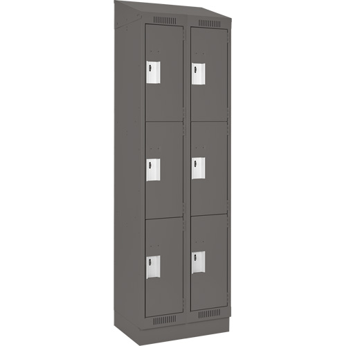Clean Line Lockers, 3 -tier, Bank of 2, 24" x 18" x 82", Steel, Charcoal, Rivet (Assembled) Seaboard Timber Mart