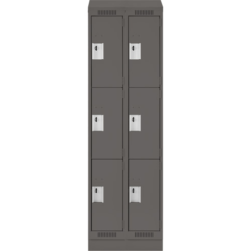 Clean Line Lockers, 3 -tier, Bank of 2, 24" x 18" x 82", Steel, Charcoal, Rivet (Assembled) Seaboard Timber Mart