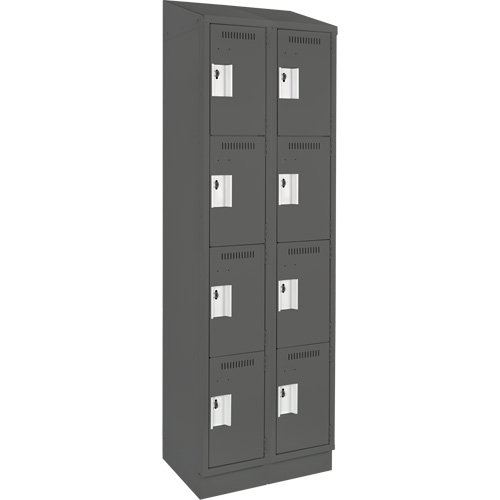 Clean Line Lockers, 4 -tier, Bank of 2, 24" x 18" x 82", Steel, Charcoal, Rivet (Assembled) Seaboard Timber Mart