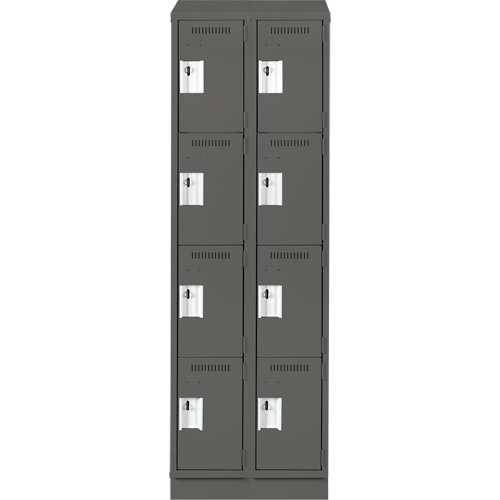 Clean Line Lockers, 4 -tier, Bank of 2, 24" x 18" x 82", Steel, Charcoal, Rivet (Assembled) Seaboard Timber Mart