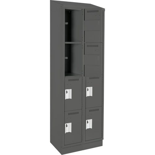 Clean Line Lockers, 4 -tier, Bank of 2, 24" x 18" x 82", Steel, Charcoal, Rivet (Assembled) Seaboard Timber Mart