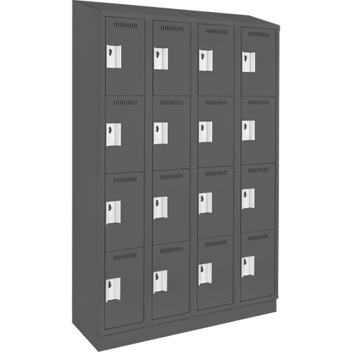 Clean Line Lockers, 4 -tier, Bank of 4, 48" x 18" x 82", Steel, Charcoal, Rivet (Assembled) Seaboard Timber Mart