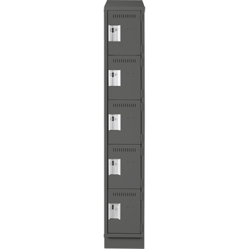Assembled Clean Line Personal Effects Lockers, 5 -tier, 15" x 82" x 12", Steel Seaboard Timber Mart