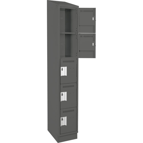 Assembled Clean Line Personal Effects Lockers, 5 -tier, 15" x 82" x 12", Steel Seaboard Timber Mart