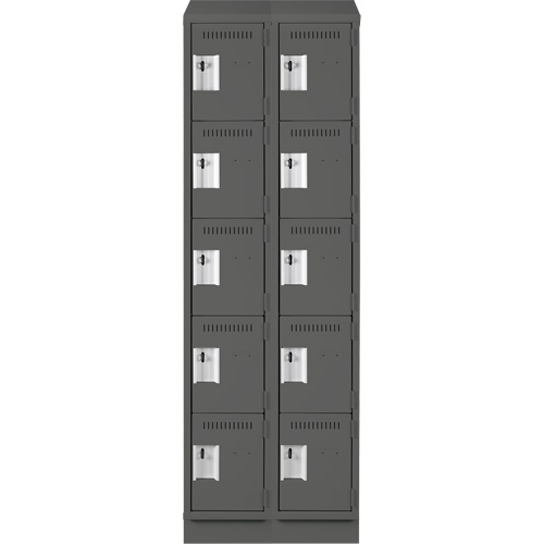 Assembled Clean Line Personal Effects Lockers, 5 -tier, Bank of 2, 15" x 82" x 24", Steel Seaboard Timber Mart