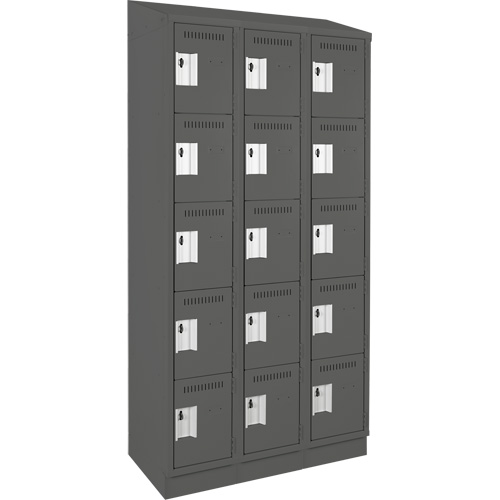 Assembled Clean Line Personal Effects Lockers, 5 -tier, Bank of 3, 15" x 82" x 36", Steel Seaboard Timber Mart
