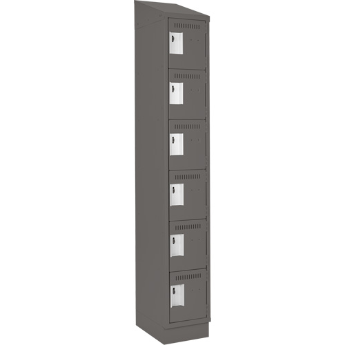 Clean Line Lockerette, 6 -tier, 12" x 18" x 82", Steel, Charcoal, Rivet (Assembled) Seaboard Timber Mart