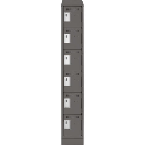Clean Line Lockerette, 6 -tier, 12" x 18" x 82", Steel, Charcoal, Rivet (Assembled) Seaboard Timber Mart