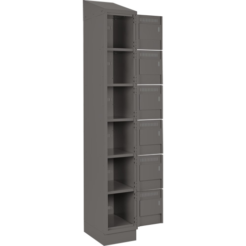 Clean Line Lockerette, 6 -tier, Bank of 2, 24" x 18" x 82", Steel, Charcoal, Rivet (Assembled) Seaboard Timber Mart