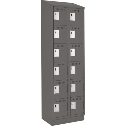 Clean Line Lockerette, 6 -tier, Bank of 2, 24" x 18" x 82", Steel, Charcoal, Rivet (Assembled) Seaboard Timber Mart