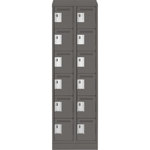 Clean Line Lockerette, 6 -tier, Bank of 2, 24" x 18" x 82", Steel, Charcoal, Rivet (Assembled) Seaboard Timber Mart