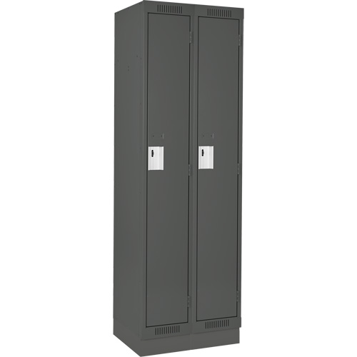 Clean Line Lockers, Bank of 2, 30" x 18" x 76", Steel, Charcoal, Rivet (Assembled) Seaboard Timber Mart