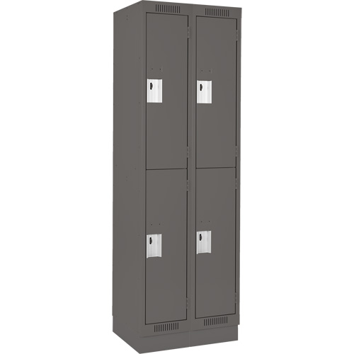 Clean Line Lockers, 2 -tier, Bank of 2, 24" x 12" x 76", Steel, Charcoal, Rivet (Assembled) Seaboard Timber Mart