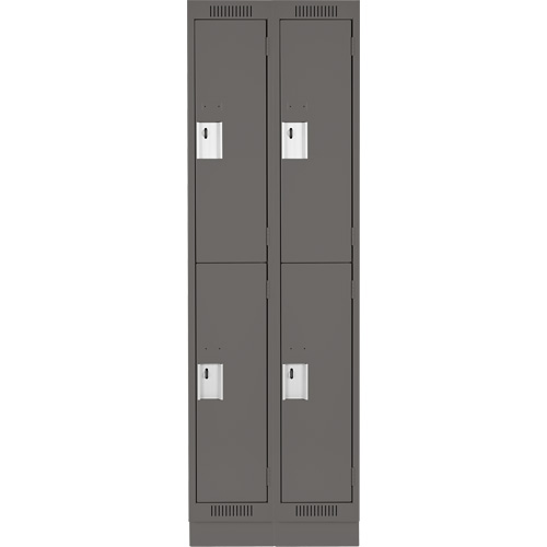 Clean Line Lockers, 2 -tier, Bank of 2, 24" x 12" x 76", Steel, Charcoal, Rivet (Assembled) Seaboard Timber Mart