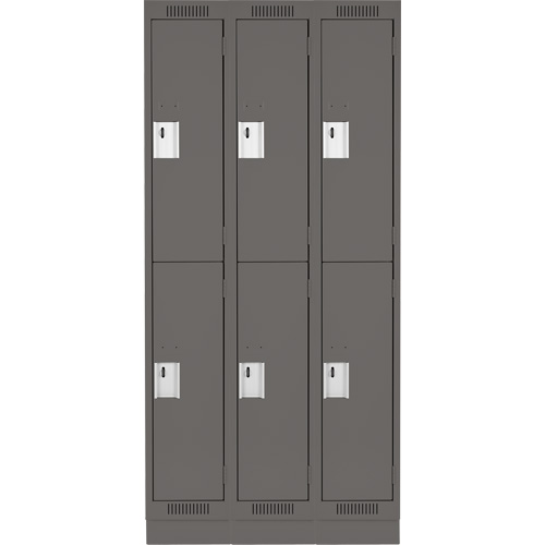 Clean Line Lockers, 2 -tier, Bank of 3, 36" x 12" x 76", Steel, Charcoal, Rivet (Assembled) Seaboard Timber Mart