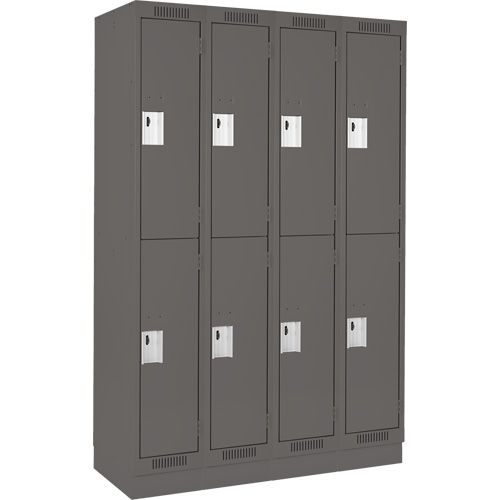Casiers Clean Line, 2 niveaux, Bloc de 4, 48" x 12" x 76", Acier, Charbon, Rivet (assembl&eacute;) Seaboard Timber Mart