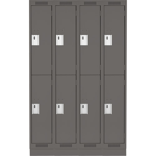Casiers Clean Line, 2 niveaux, Bloc de 4, 48" x 12" x 76", Acier, Charbon, Rivet (assembl&eacute;) Seaboard Timber Mart