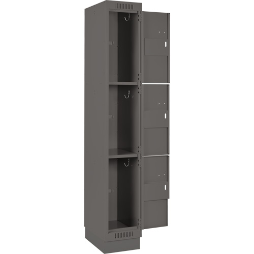 Clean Line Lockers, 3 -tier, Bank of 3, 36" x 12" x 76", Steel, Charcoal, Rivet (Assembled) Seaboard Timber Mart