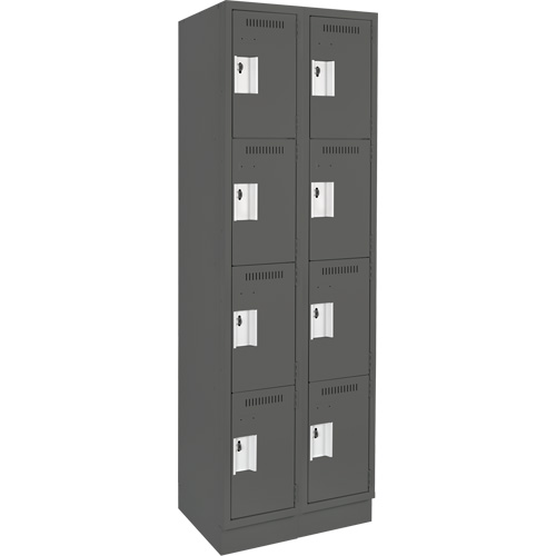 Clean Line Lockers, 4 -tier, Bank of 2, 24" x 12" x 76", Steel, Charcoal, Rivet (Assembled) Seaboard Timber Mart