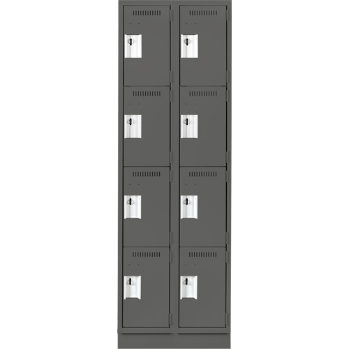 Clean Line Lockers, 4 -tier, Bank of 2, 24" x 12" x 76", Steel, Charcoal, Rivet (Assembled) Seaboard Timber Mart
